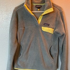 Patagonia Snap-T Fleece Pullover Women Size S Yellow and Grey